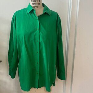 NILI LOTAN Women's Oversized Kelly Green Button Down Size XS